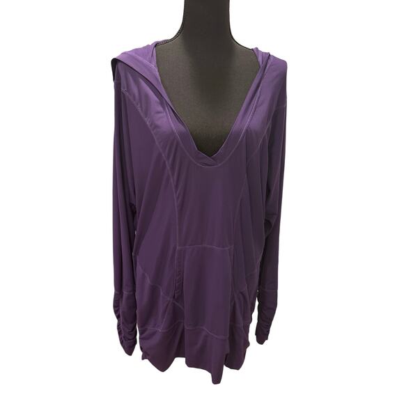 Zella Purple Long Sleeve V-Neck Hooded Tunic XL - Picture 1 of 10
